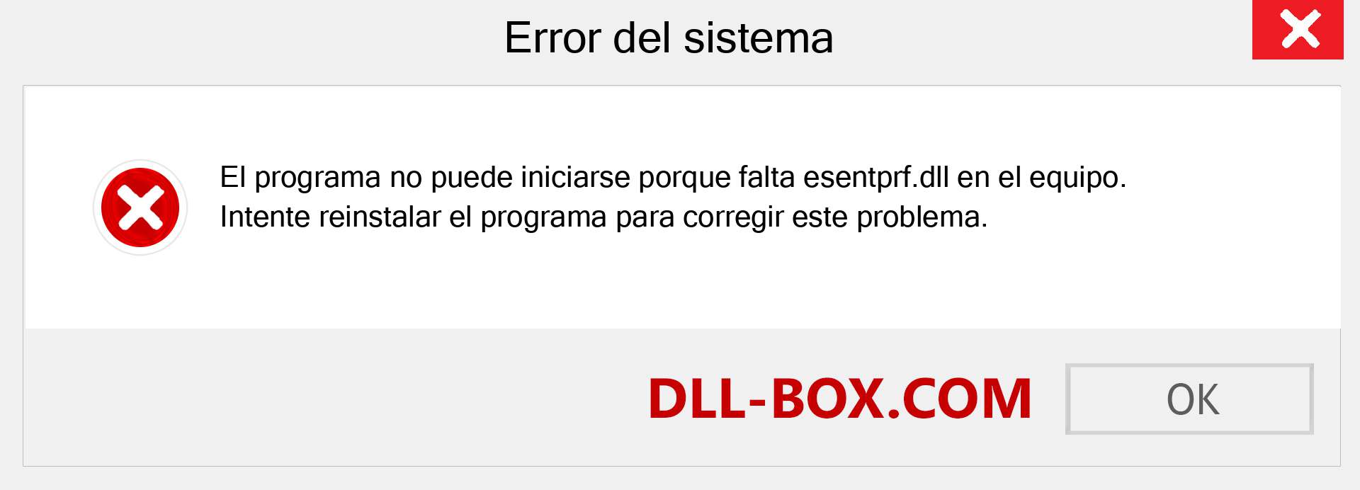 ¿Falta el archivo esentprf.dll ?. Descargar para Windows 7, 8, 10 - Corregir esentprf dll Missing Error en Windows, fotos, imágenes